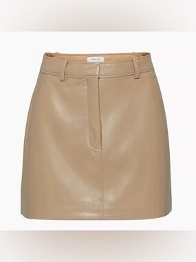 Aritzia Chisel Faux Leather Skirt - Gold Camel